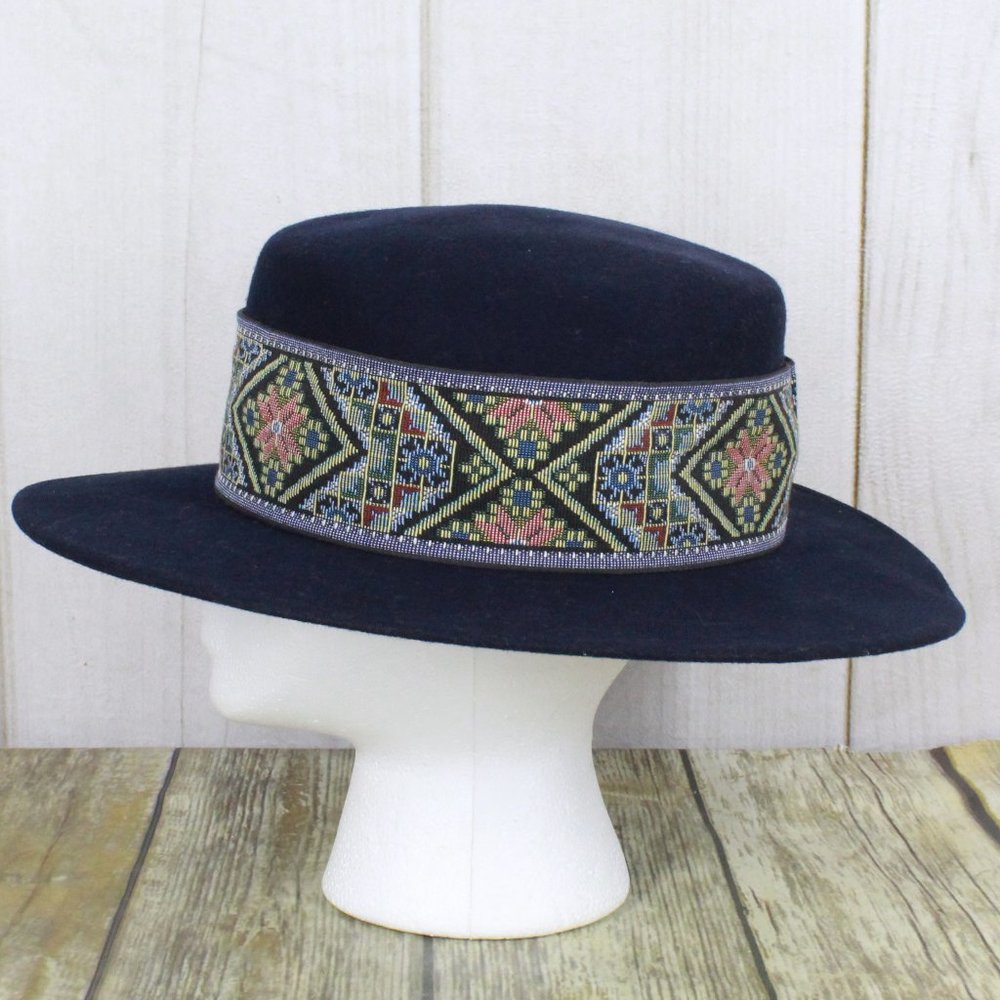 Fedoria by BOLLMAN Blue 100% Wool Felt Fedora Hat - Picture 5 of 10